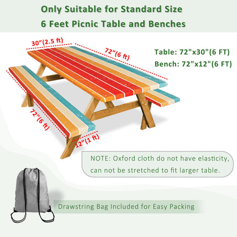 SiorVeol picnic table cover on a 96x30 rectangle table, waterproof and windproof.