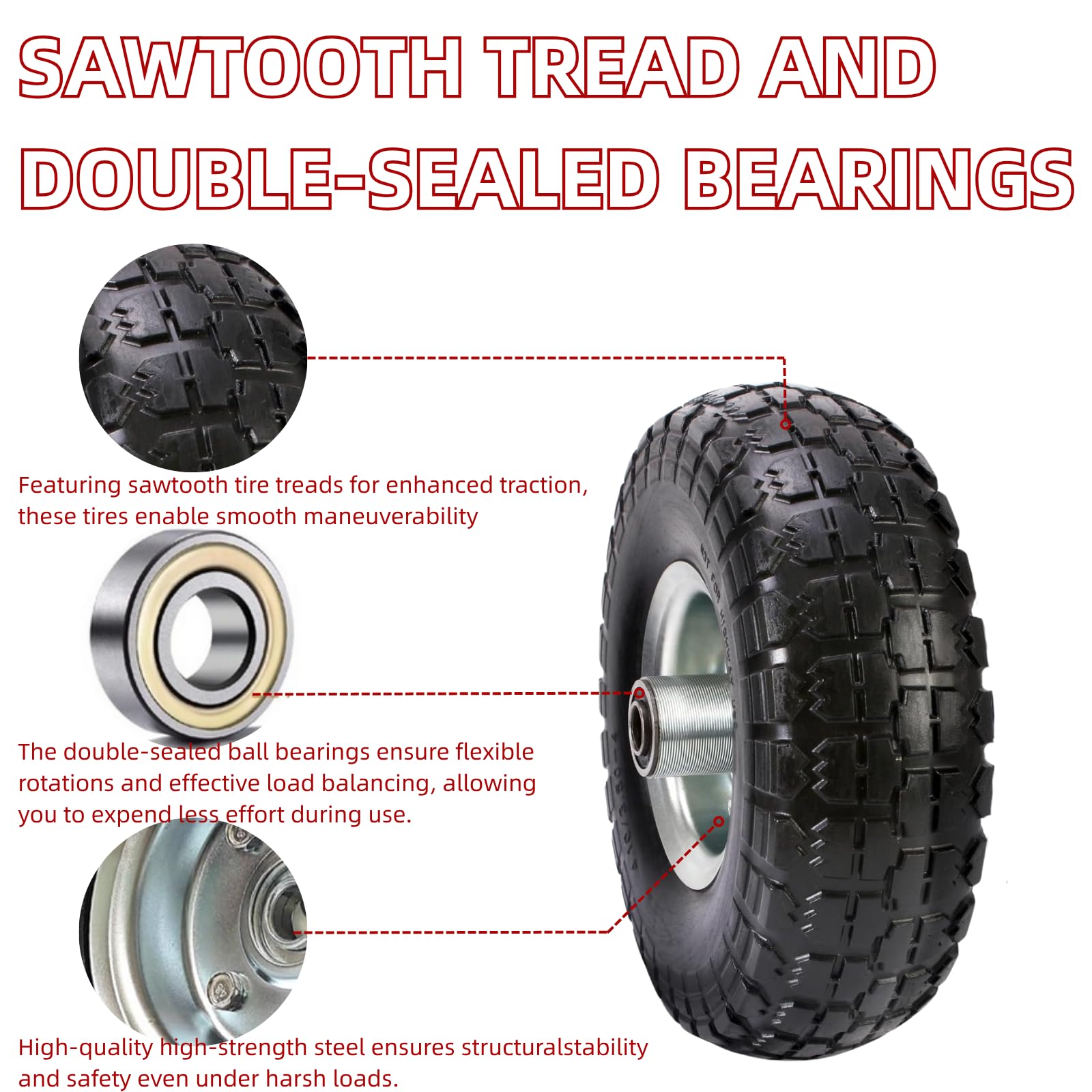 SIPARTS 5/8 inch axle bore allows easy installation.