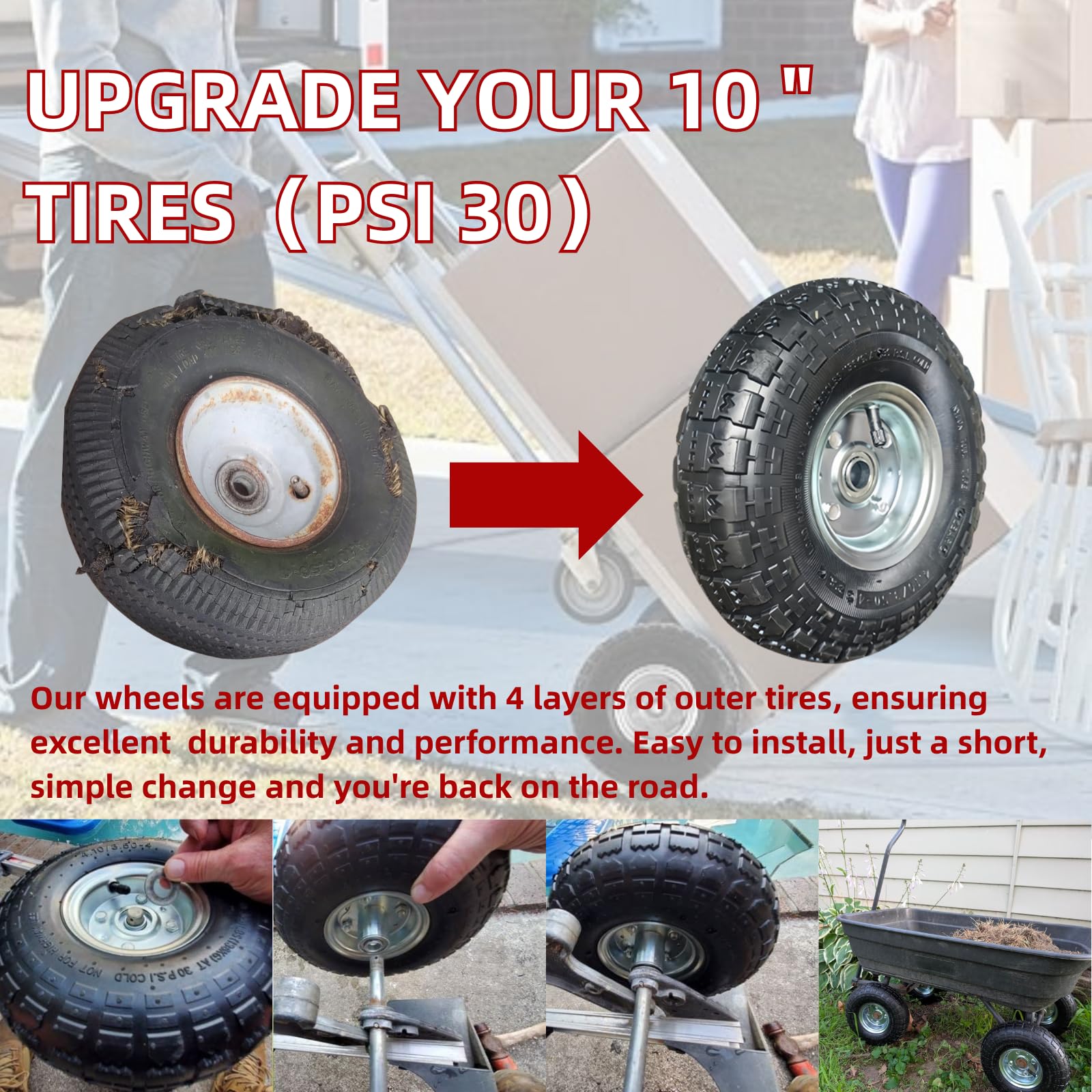 SIPARTS universal fit; compatible with dolly carts, garden wagons, and more.