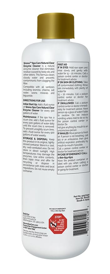 Sirona 82128 bottle pour — easy dosing to start spa clarity.