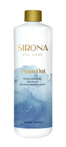 Sirona Foam Out bottle being poured to quickly suppress spa foam