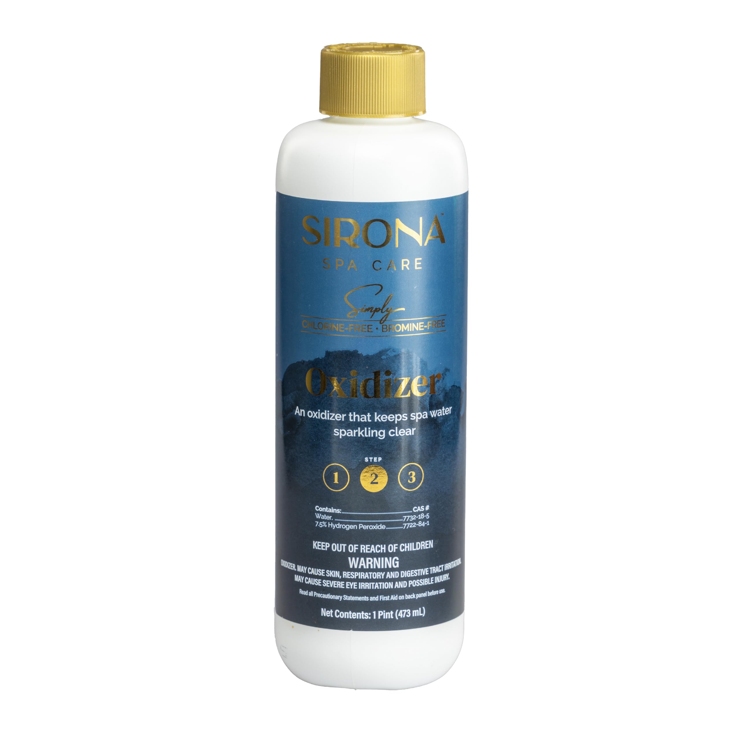 Sirona Simply Oxidizer bottle being poured to refresh spa water and remove organic buildup