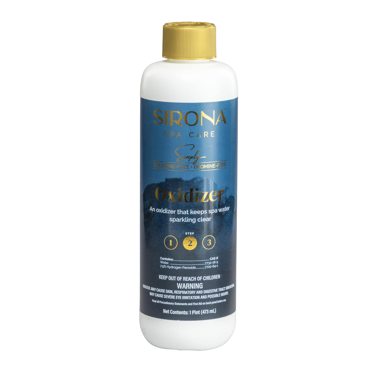 Sirona Simply Oxidizer bottle being poured to refresh spa water and remove organic buildup