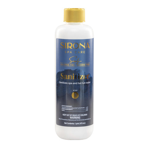 Sirona Simply Sanitizer bottle ready for daily spa sanitation.