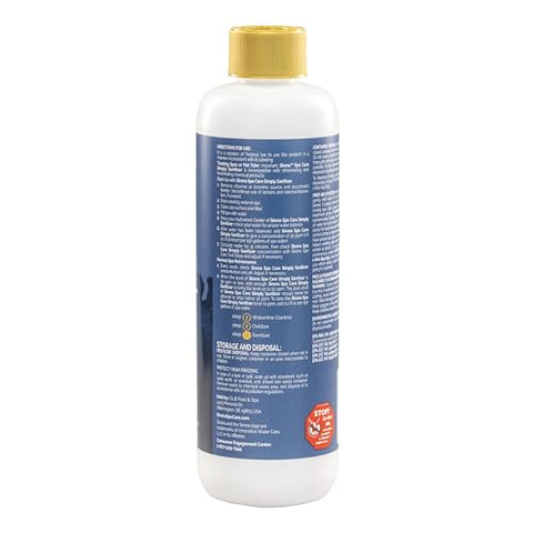Pouring Sirona Simply Sanitizer into spa water for safe sanitation.