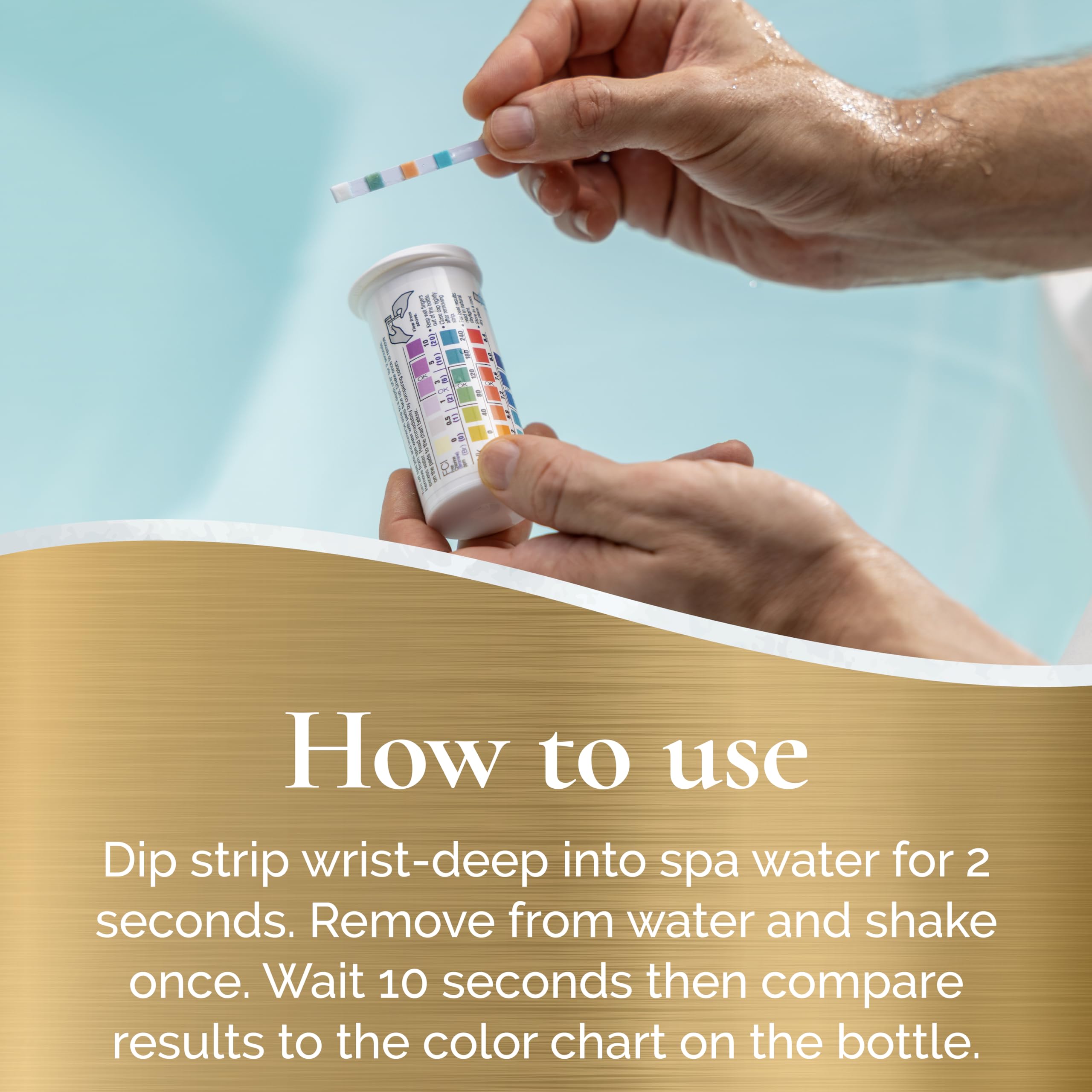 Dip Sirona Simply Strips in spa water to read results.
