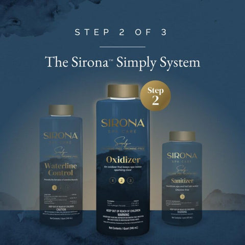 Sirona Simply Oxidizer label close-up highlighting bromine-free formula