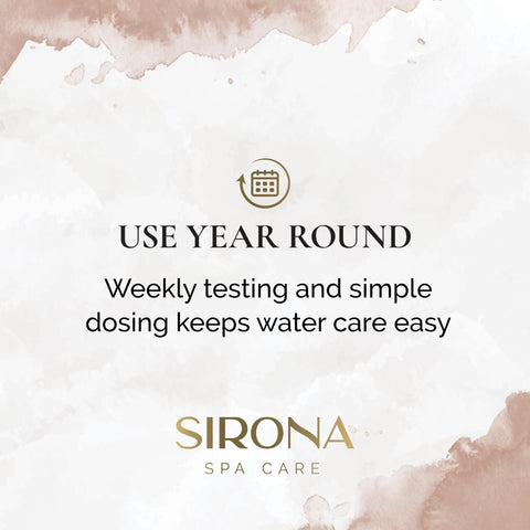 Spa water being tested after adding Sirona Simply Sanitizer.