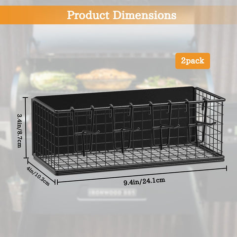 Sirozi storage bin mounted on Traeger Ironwood 650 saves counter space