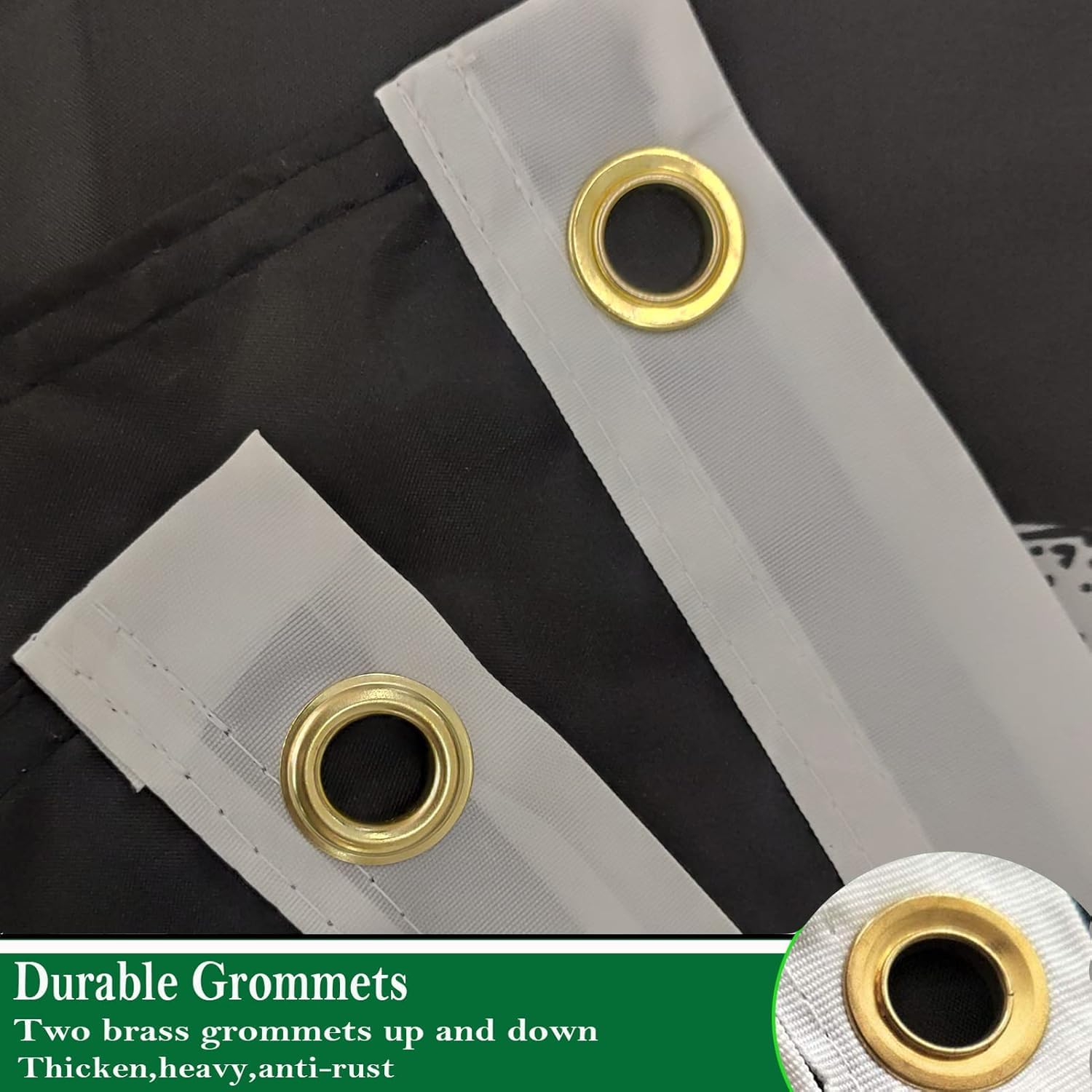 Sirrail army crest flag brass grommets close-up for durable mounting.