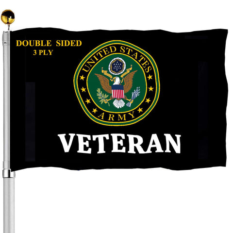Sirrail Army Veteran Emblem Flag 3x5 front double-sided design for clear outdoor display.