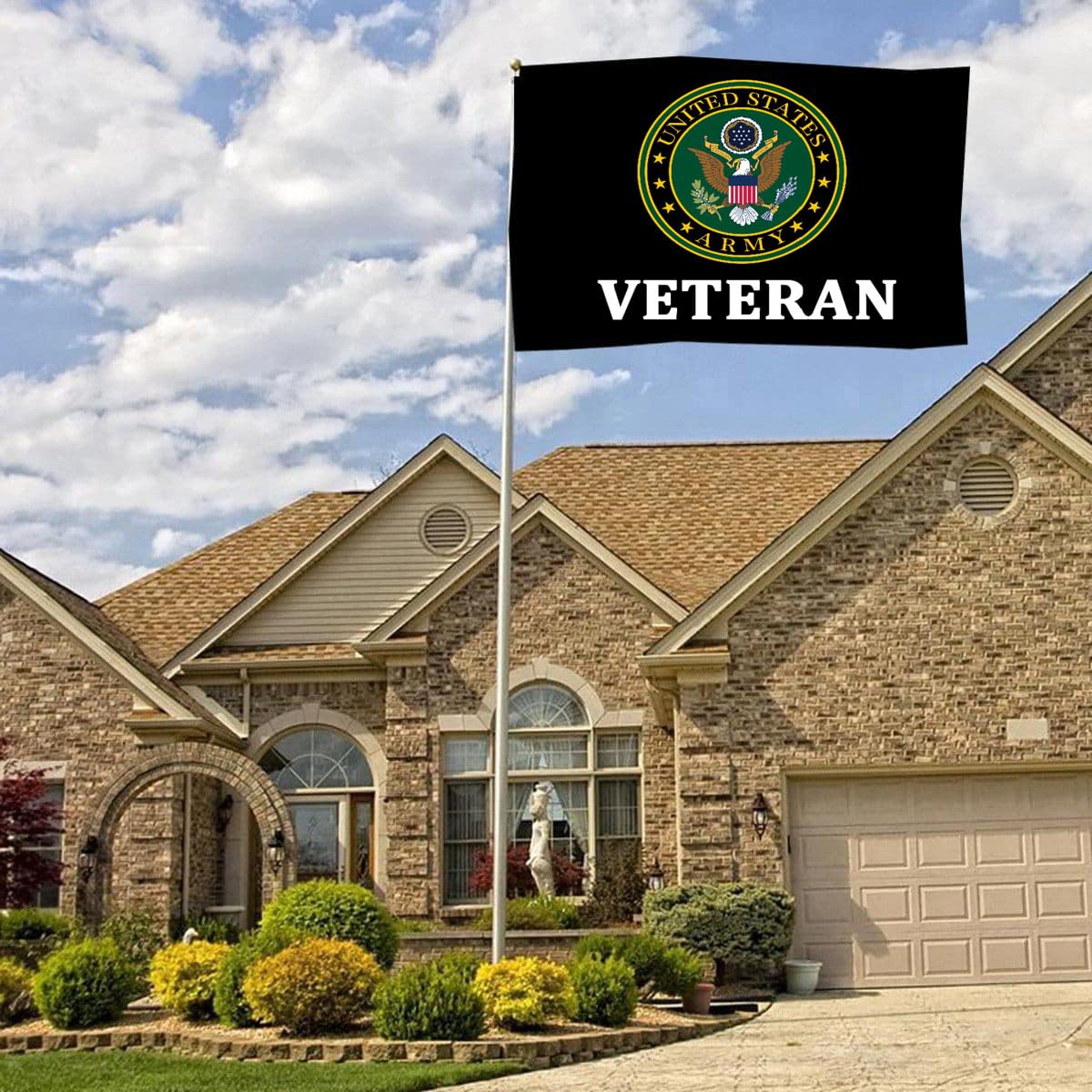 Sirrail Army Veteran Emblem Flag 3x5 ideal for porch or garden outdoor display.