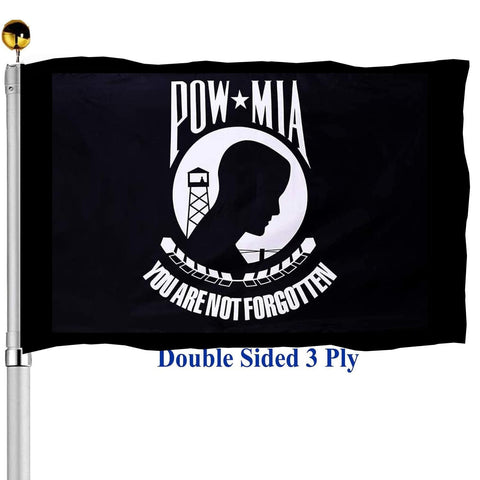 Sirrail Mia Pow Flag 3x5 outdoor double-sided, readable from both sides for outdoor display.