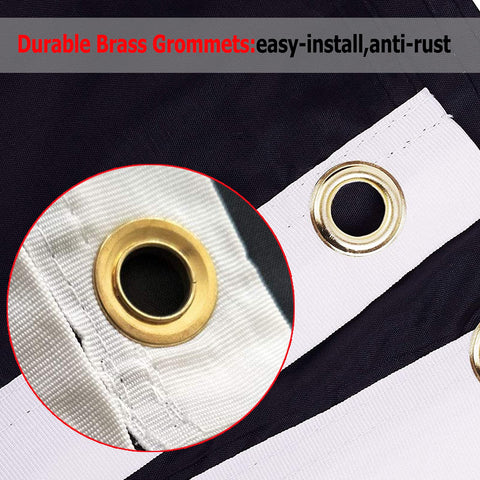 Sirrail Mia Pow Flag's heavy-duty brass grommets and stitching for durability.
