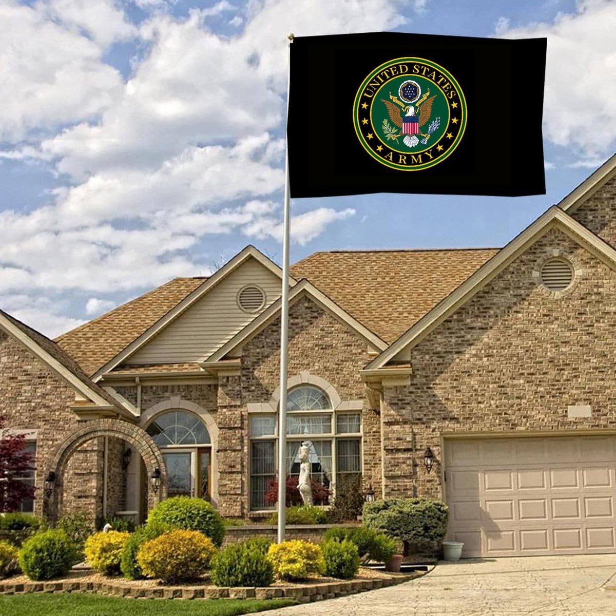 Sirrail outdoor army flag on pole with weather-resistant fabric.