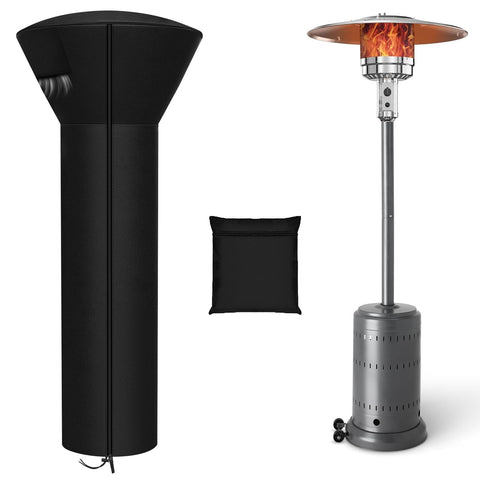 SIRUITON patio heater cover with waterproof zipper showing rain and dust protection