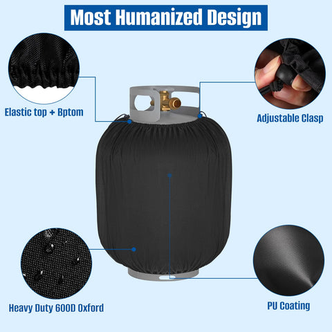 Siruiton 20lb cover keeps tank secure with an elastic bottom.
