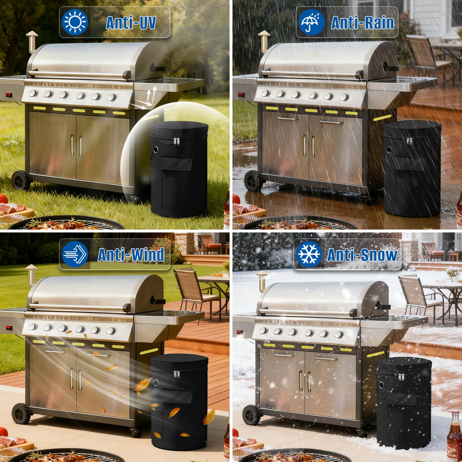 SIRUITON propane tank cover 600D Oxford fabric for durable, wipe-clean protection.
