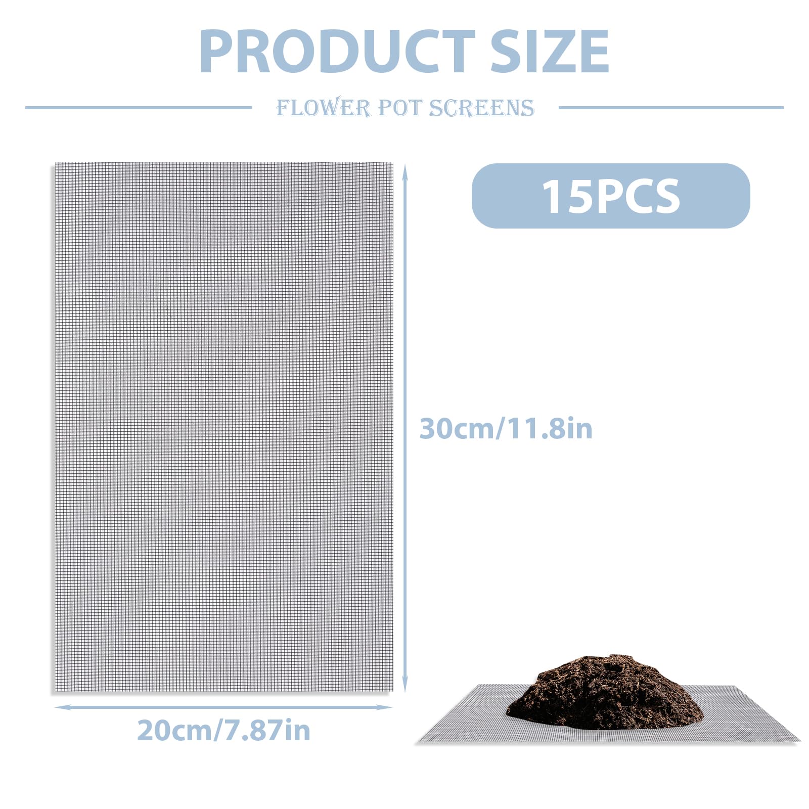 SISABAMA flower pot mesh drainage screen 15pcs fits many pots for versatile use.