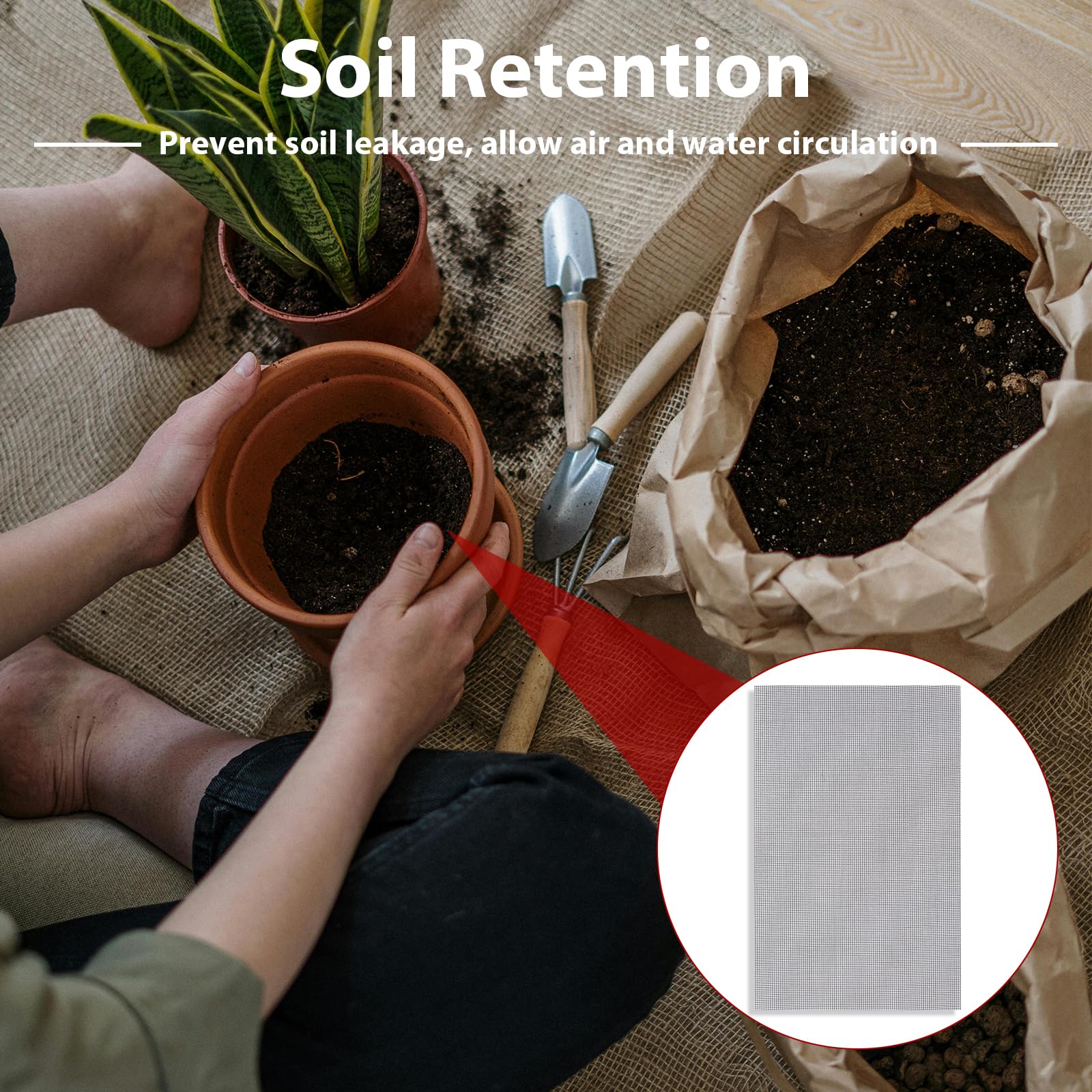 SISABAMA soil-retention mesh pad prevents soil leakage while ensuring air and water flow.