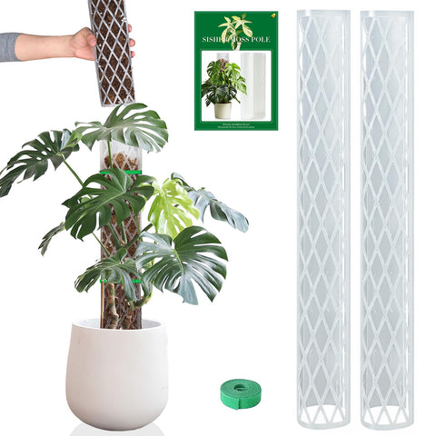 Sisher 16-inch D-shaped moss pole for climbing plants, sturdy support.