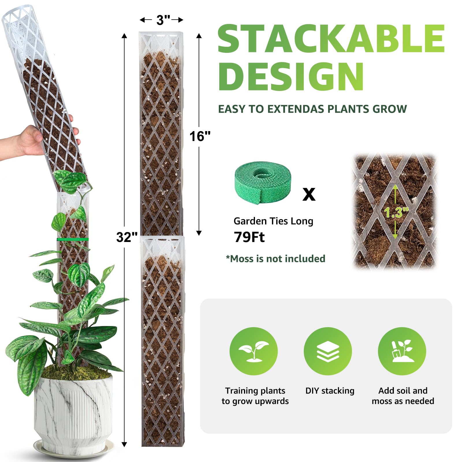 Sisher two-pack with garden ties for easy vine support.