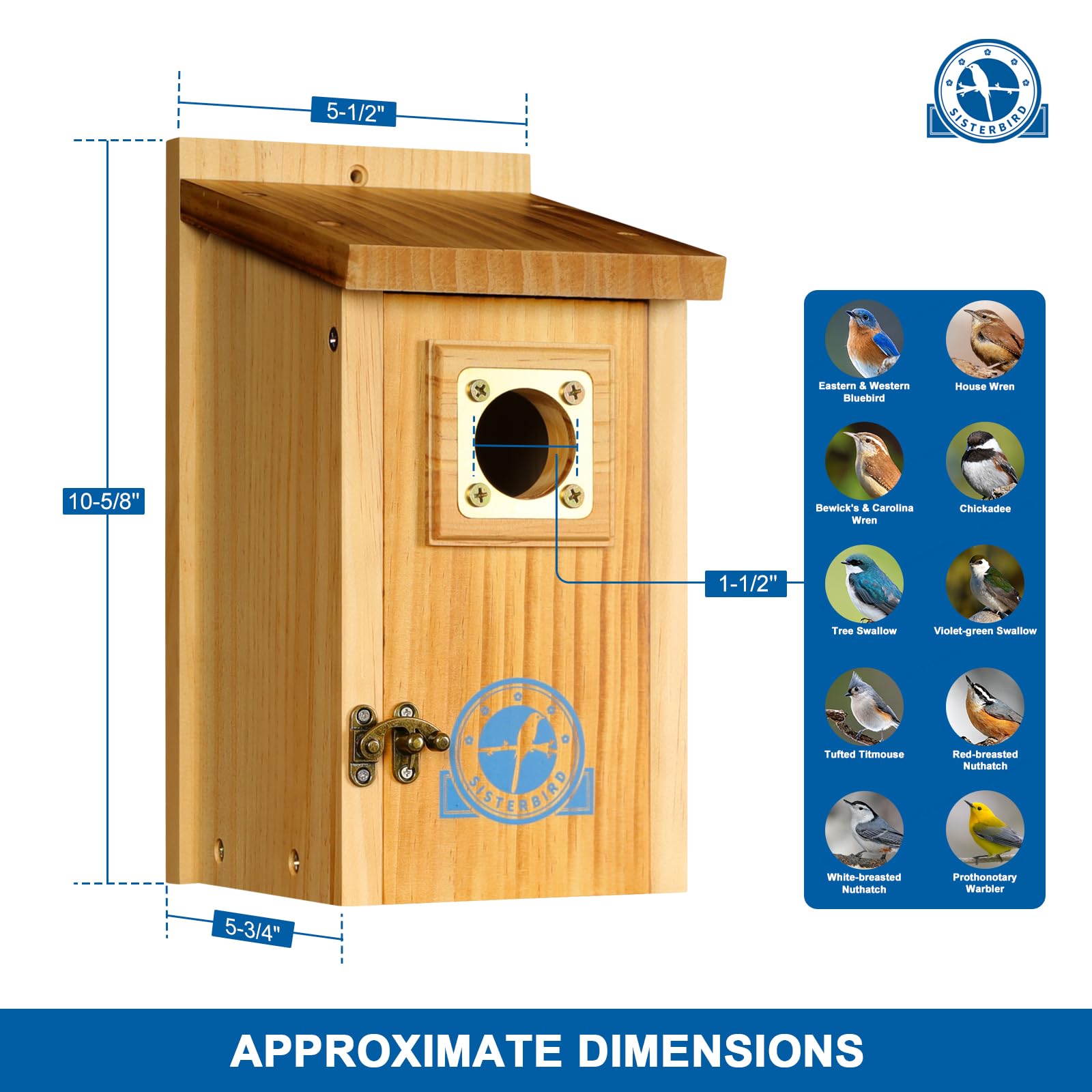 SISTERBIRD bluebird house with copper predator guard for protection