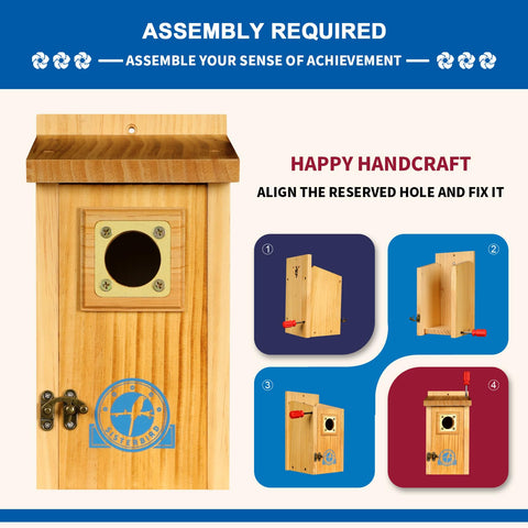 SISTERBIRD bluebird house front-door for quick cleaning and maintenance
