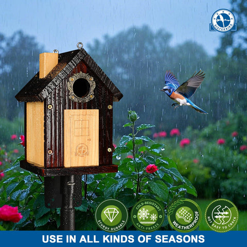SISTERBIRD bluebird house preserves natural log aroma for birds.
