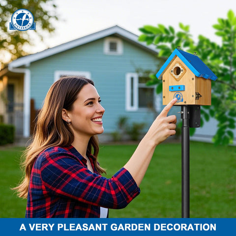 SISTERBIRD garden-friendly bird house enhances outdoor decor while inviting wildlife.