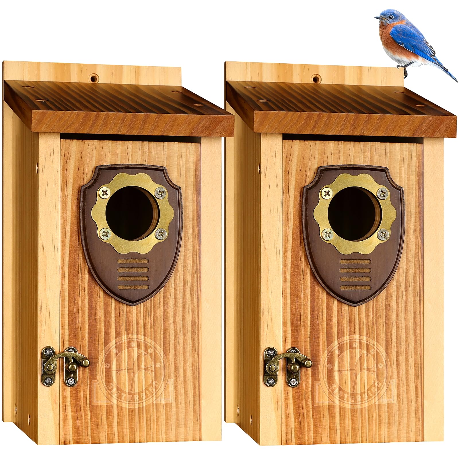 SISTERBIRD pack-2 bluebird houses outdoor: durable dual homes for safe nesting