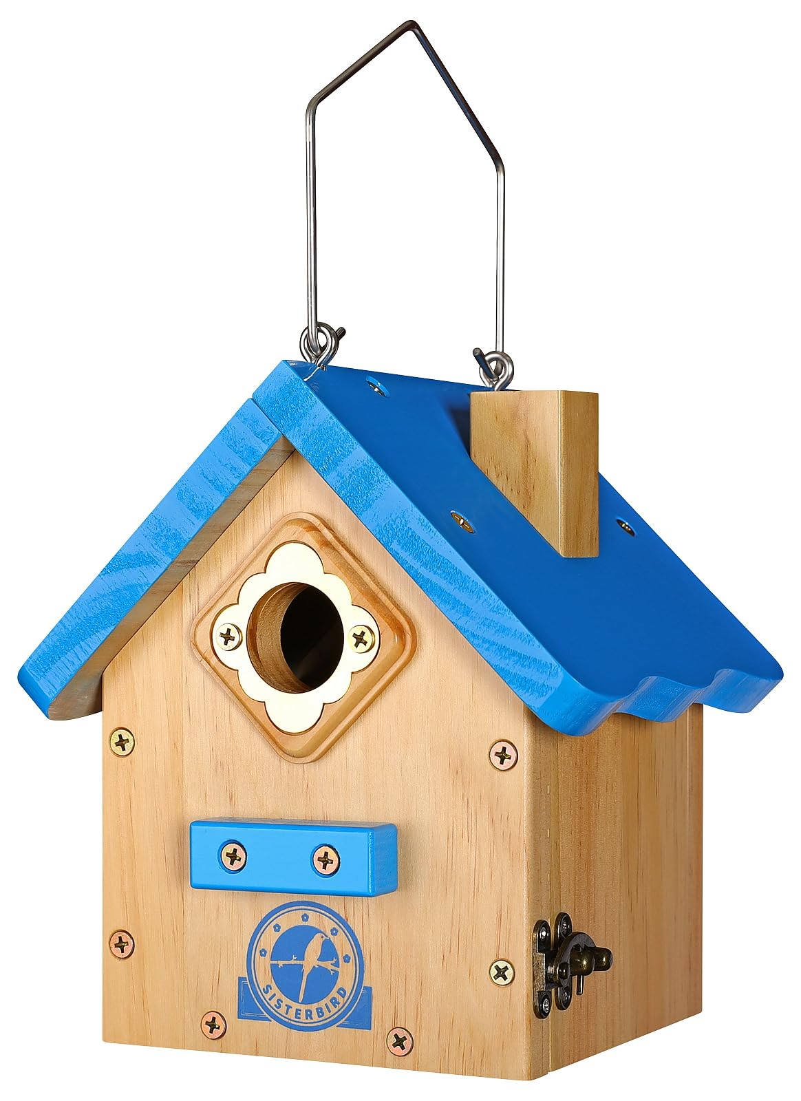 SISTERBIRD Wren Bird House outdoor hanging highlights easy installation for garden birds.