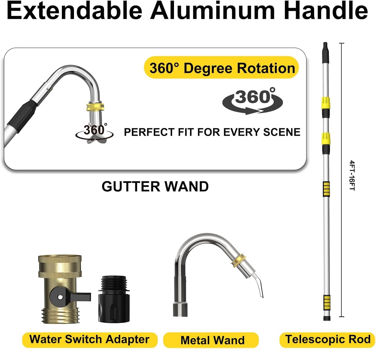 SISUPASSIE water-flow valve lets you adjust pressure for precise gutter washing.