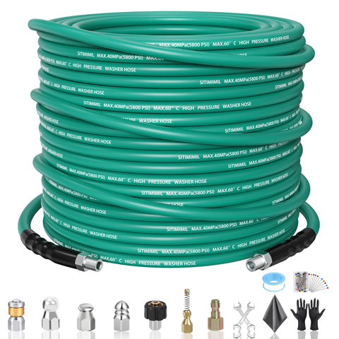 SITIMIMIL 100ft sewer jetter hose for high-pressure drain cleaning.