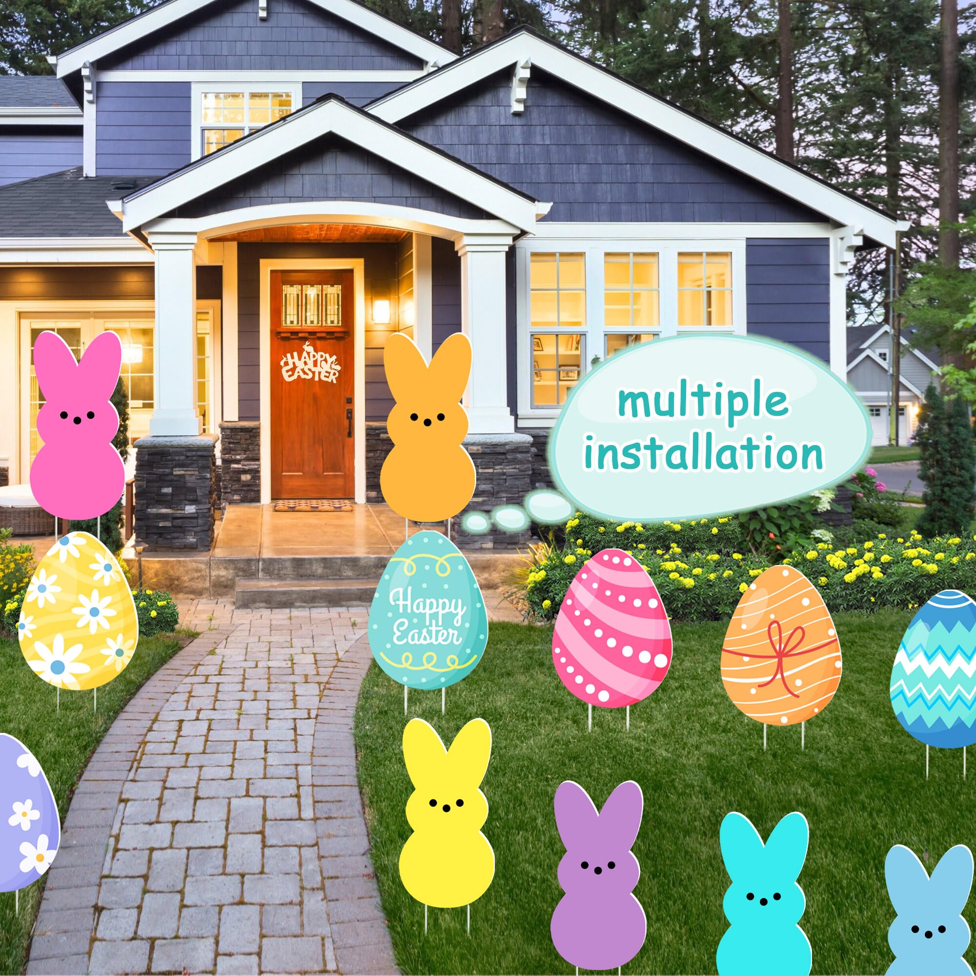 SIUNIE pastel Easter yard sign mint green bunny egg boosts curb visibility