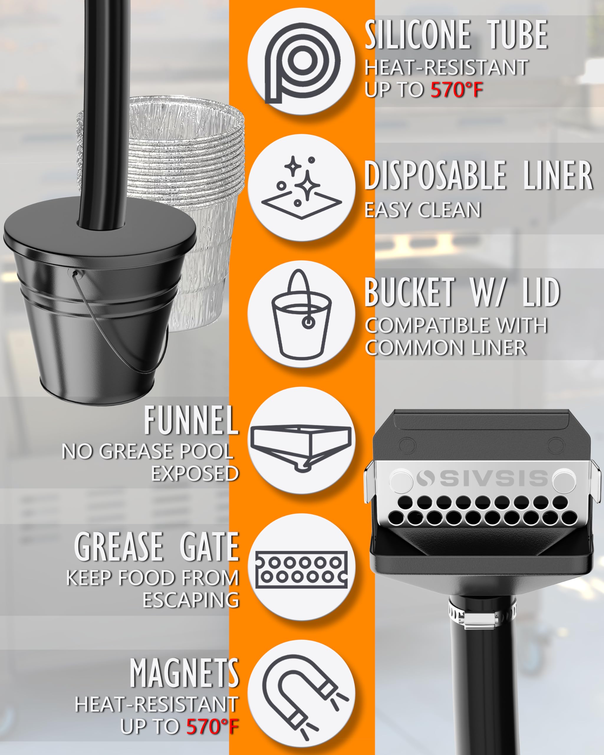 Durable powder-coated steel body with heat-resistant hose and magnets.