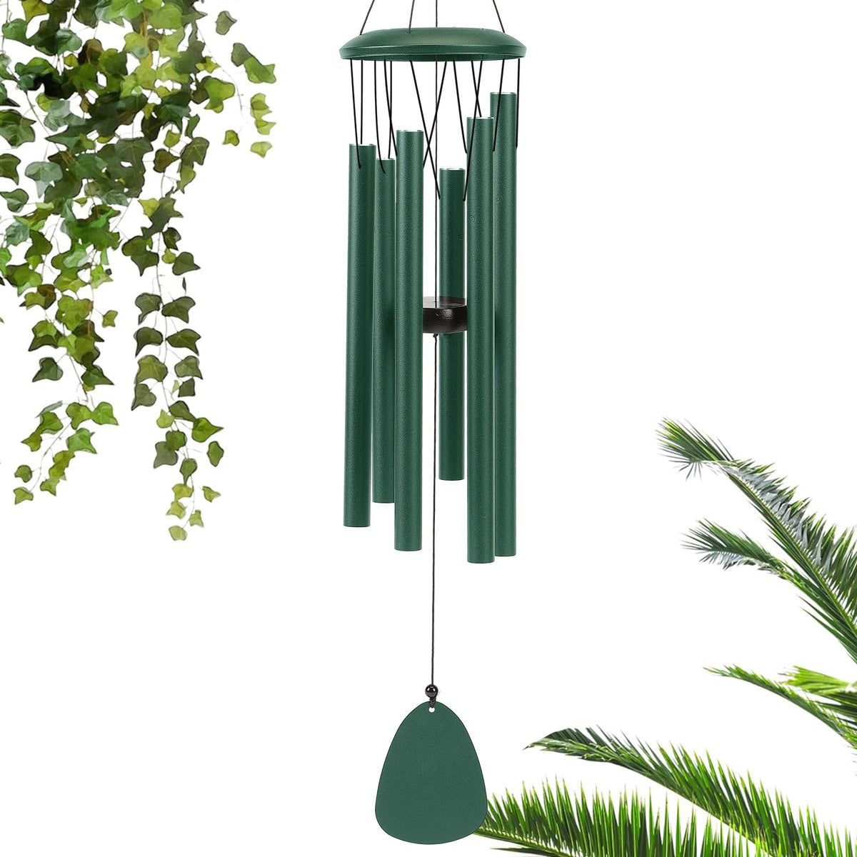 SixBEE aluminium wind chime with green tubes delivers a crisp outdoor melody.