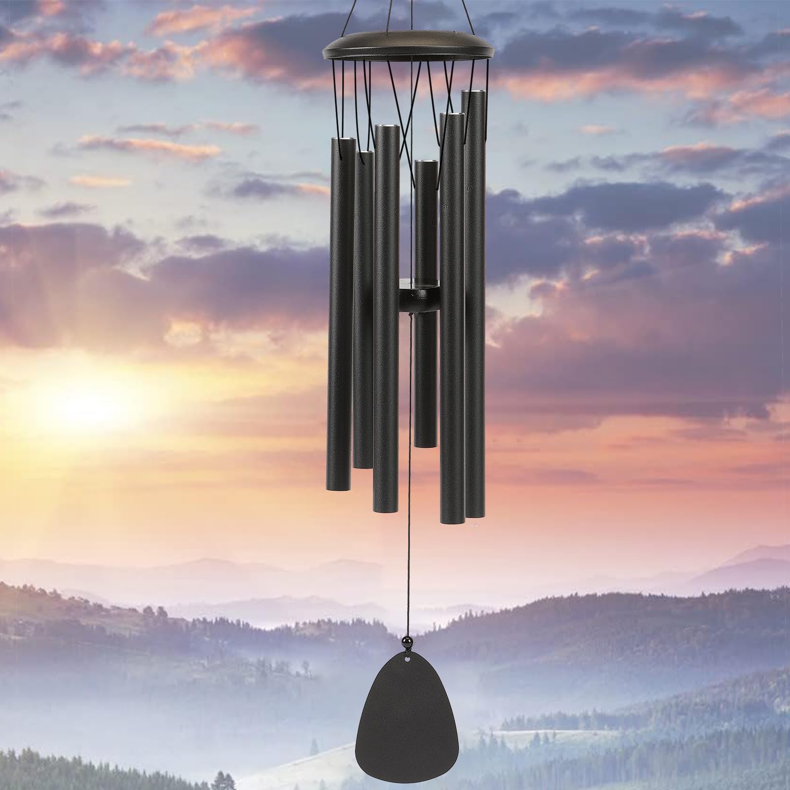 SIXBEE aluminium wind chimes 26 inches create a serene outdoor ambience with bright tones.