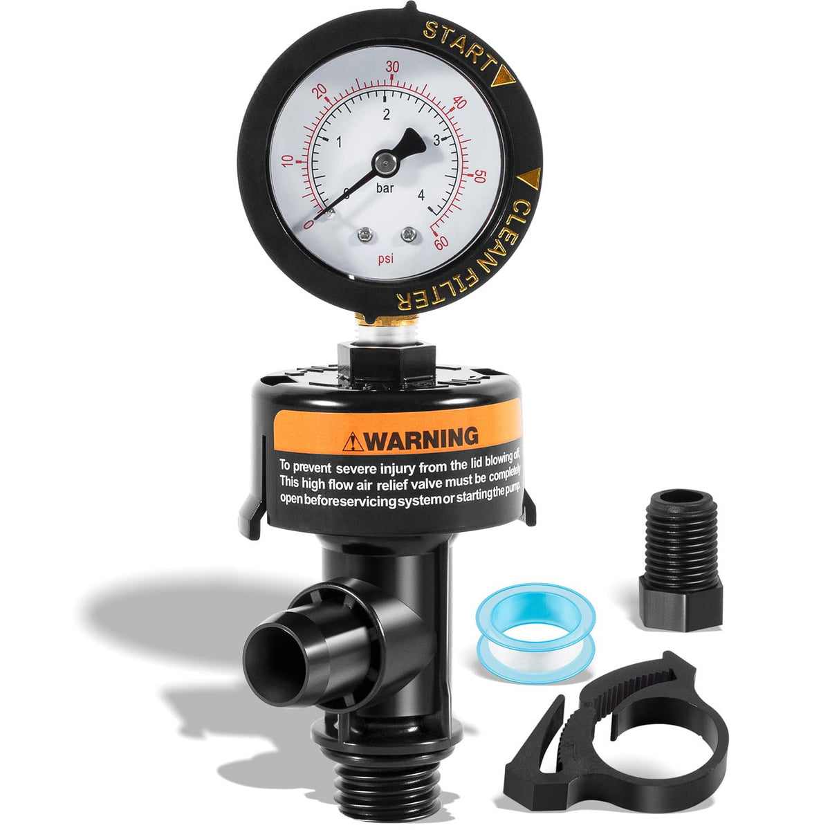 Sixcow 98209800 high flow relief valve top mount for pool filters enhances air release