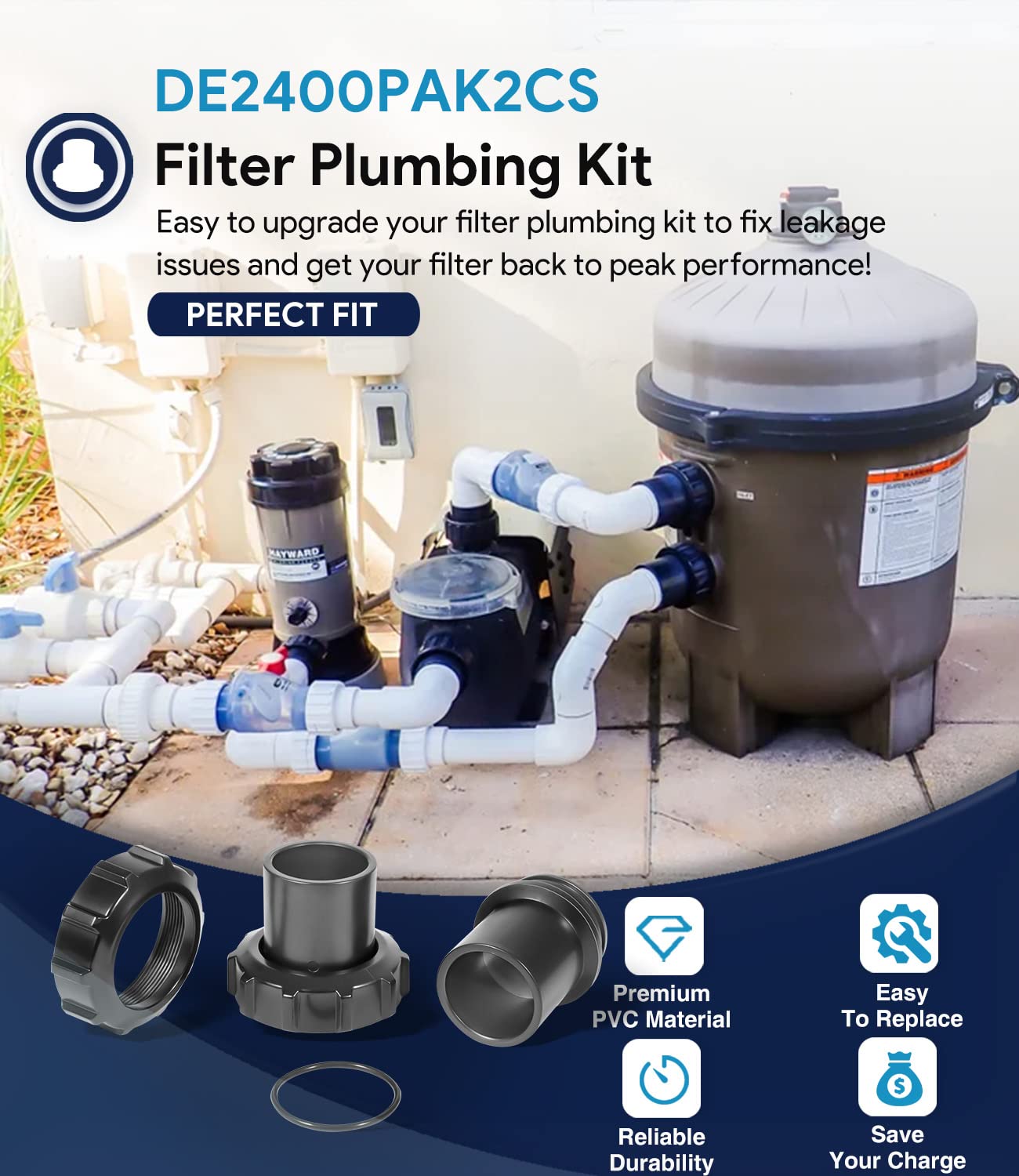 SixCow DE2400PAK2CS compatible with Hayward SwimClear filters and Super Star Clear models.