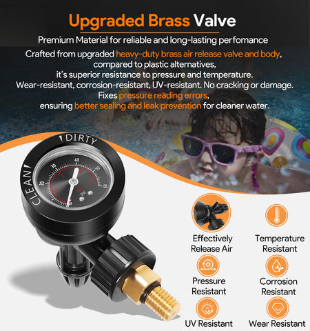 Heavy-duty brass construction resists corrosion for outdoor pool installations