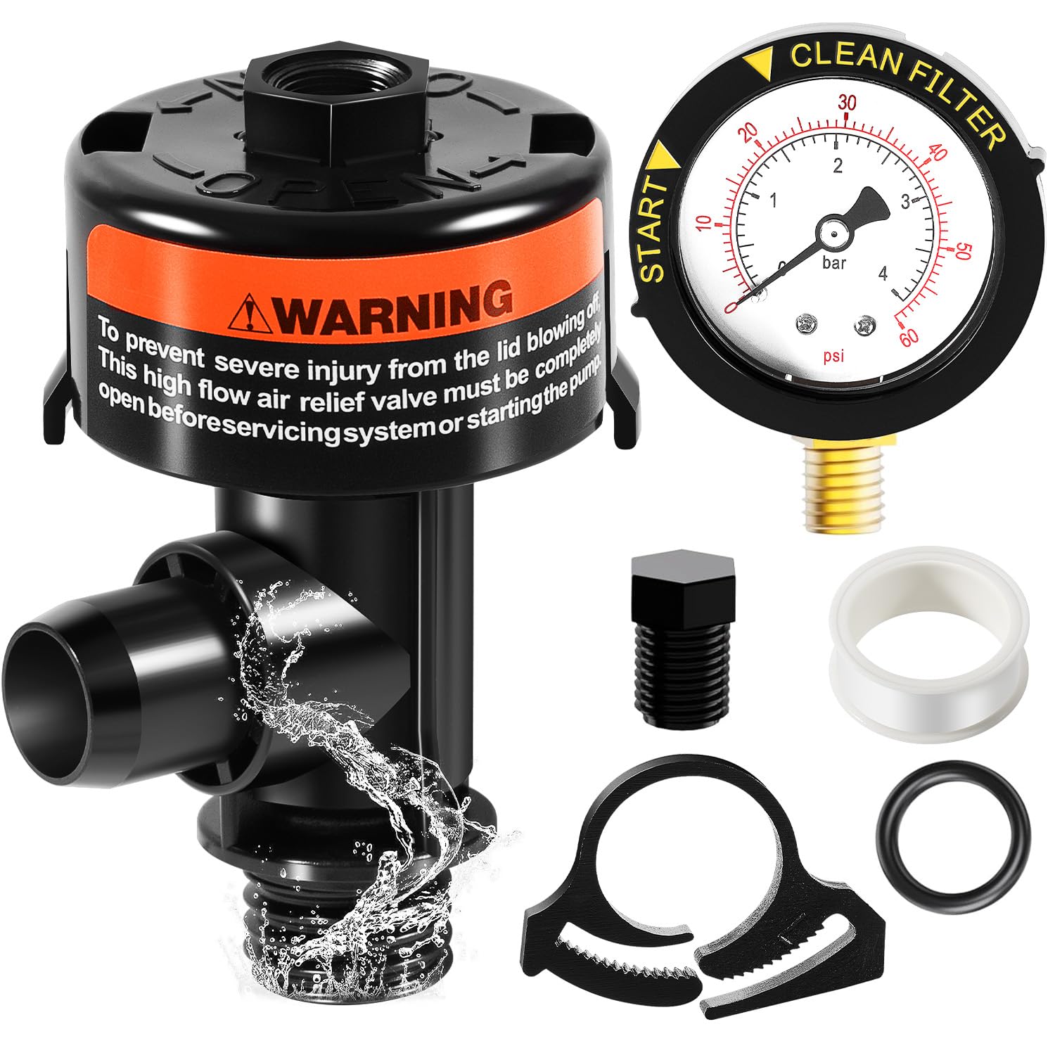 sixcow high flow manual relief valve assembly shows efficient pressure relief for pool and spa filters