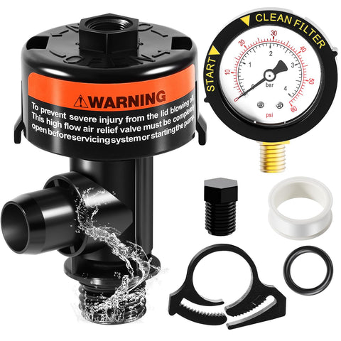 sixcow high flow manual relief valve assembly shows efficient pressure relief for pool and spa filters