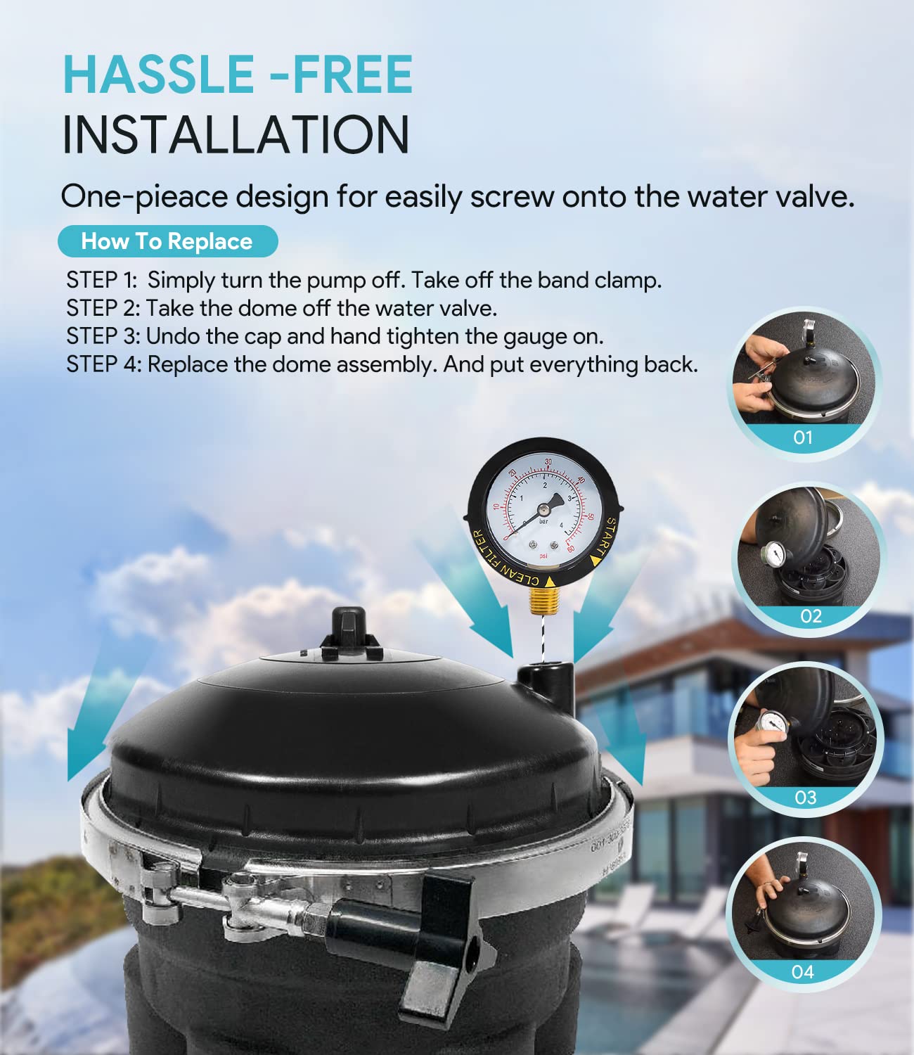 Sixcow no-electric pool valve demonstrates energy-friendly operation for pools.