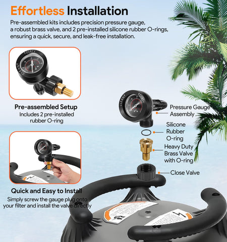 0-60 psi and 0-4 bar readings for straightforward pressure monitoring