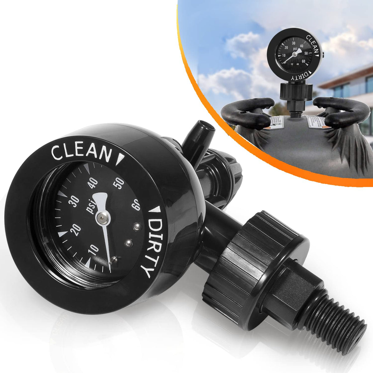 Sixcow R0357200 air gauge release valve assembly front view for reliable readings on Zodiac Jandy filters