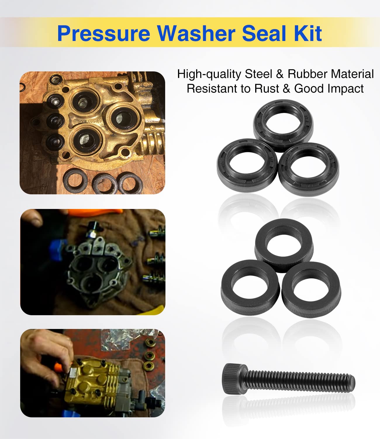 Sixcow seal kit 3 washers for Briggs and Stratton, secure mounting.
