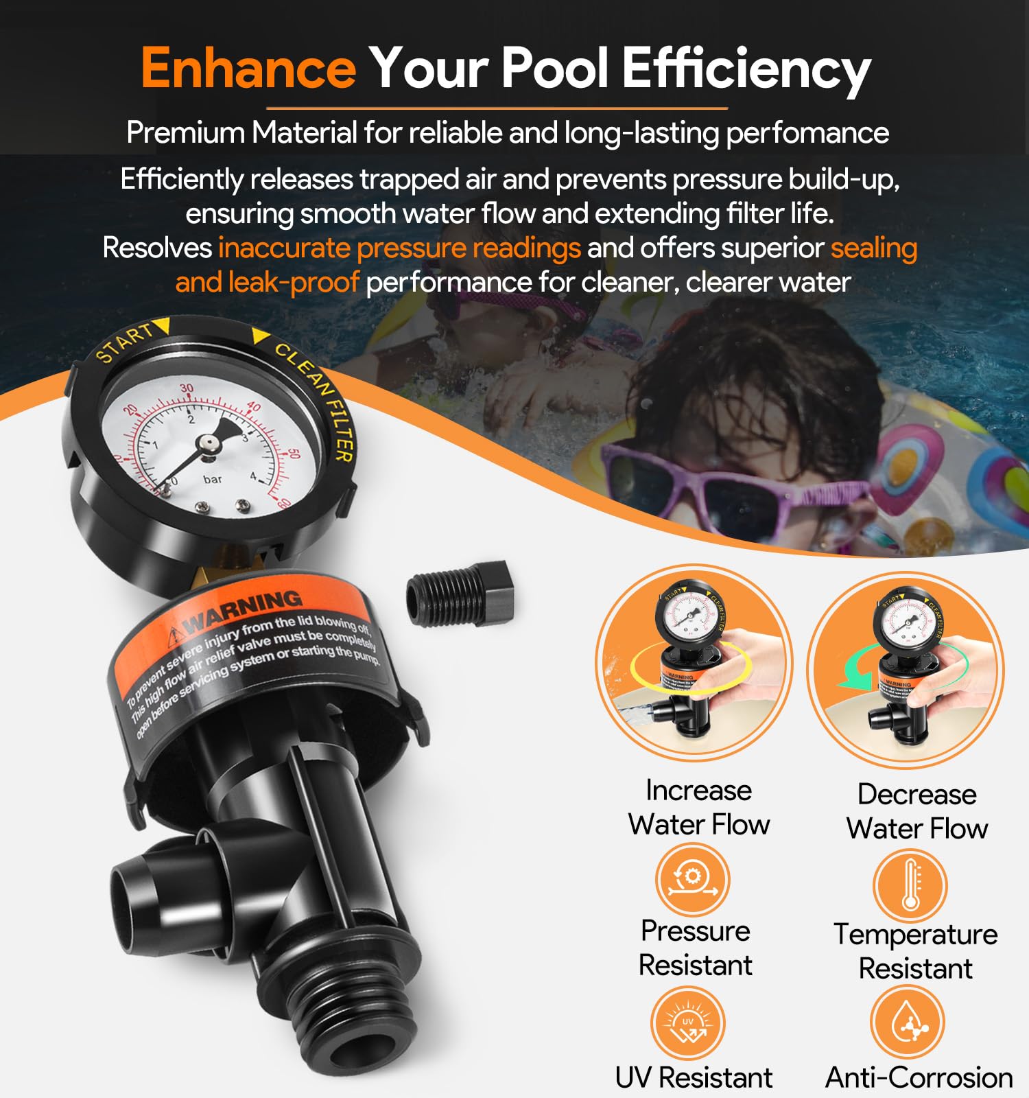 Sixcow valve body with durable construction for long lasting pool performance