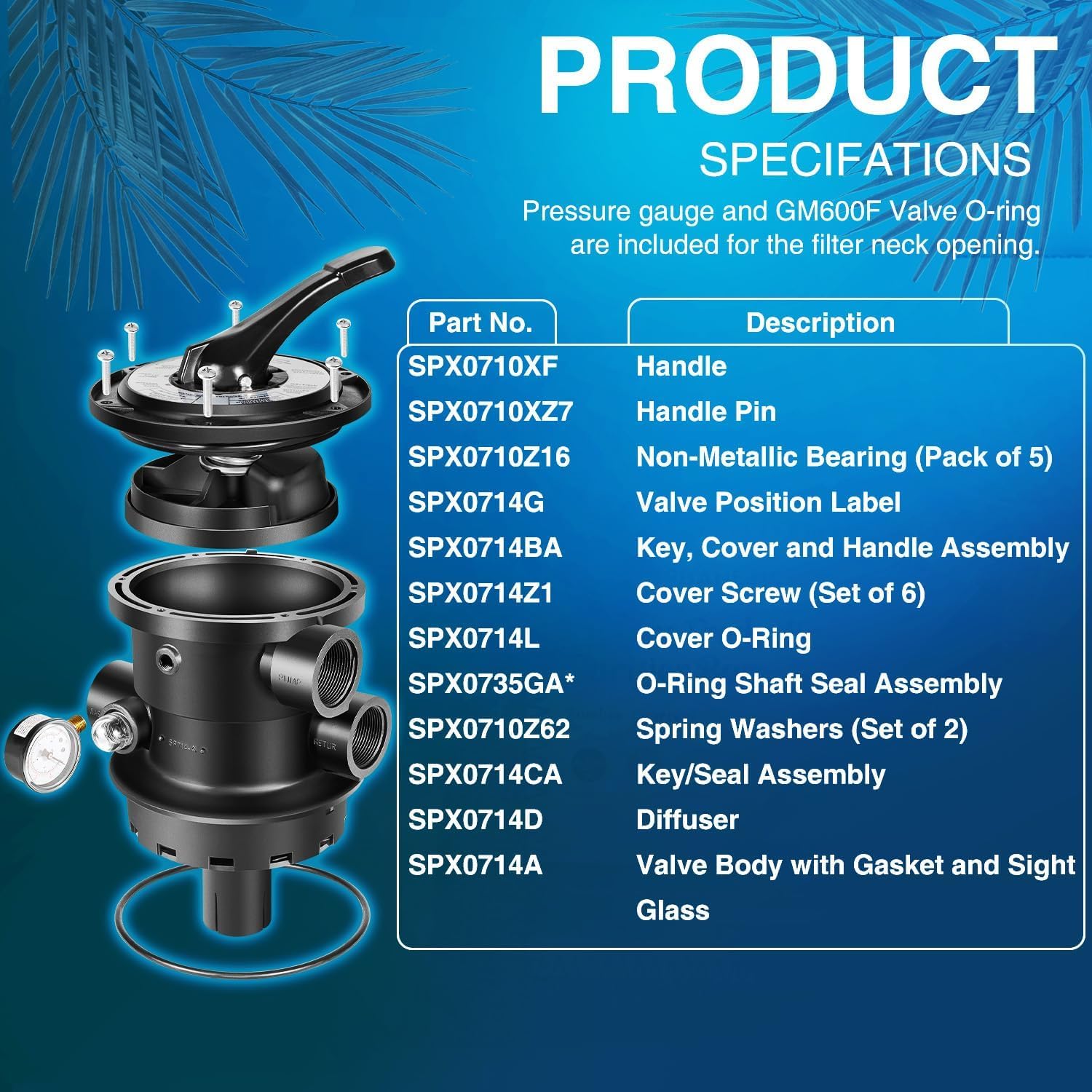 Sixcow Vari-Flo XL valve sight glass for clear backwash view