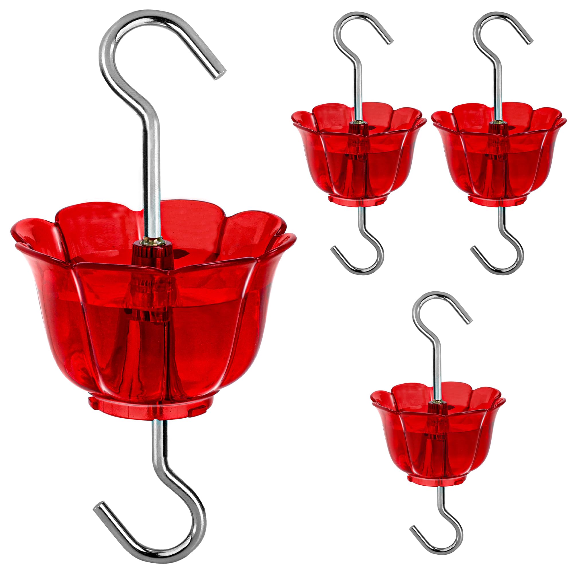 SIXTOYZF ant moat for hummingbird feeder 4-pack protects nectar from ants with a water barrier.
